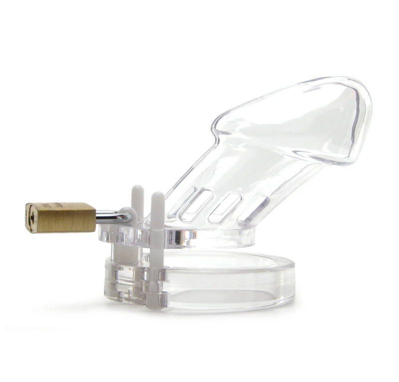 3.25 Inch Locking Male Chastity Device in Clear - CB-6000