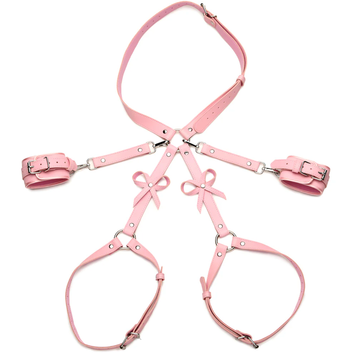 Strict Bondage Harness with Bows - Pink